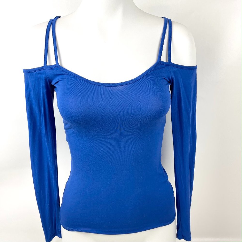GUESS Bright Blue Off the Shoulder Strappy Top XS